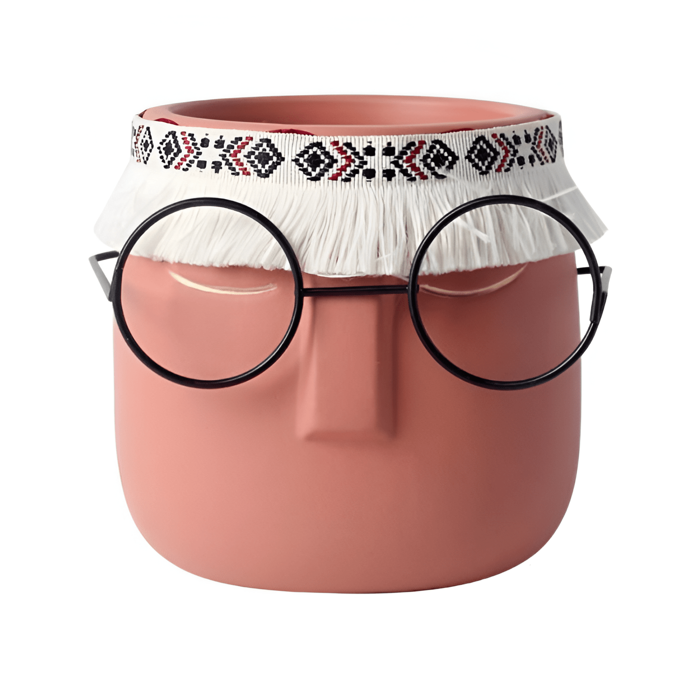 Ceramic Abstract Sleeping Face Planter with Headband and Glasses