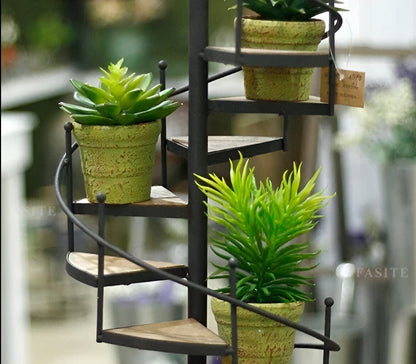 Spiral staircase iron plant stand