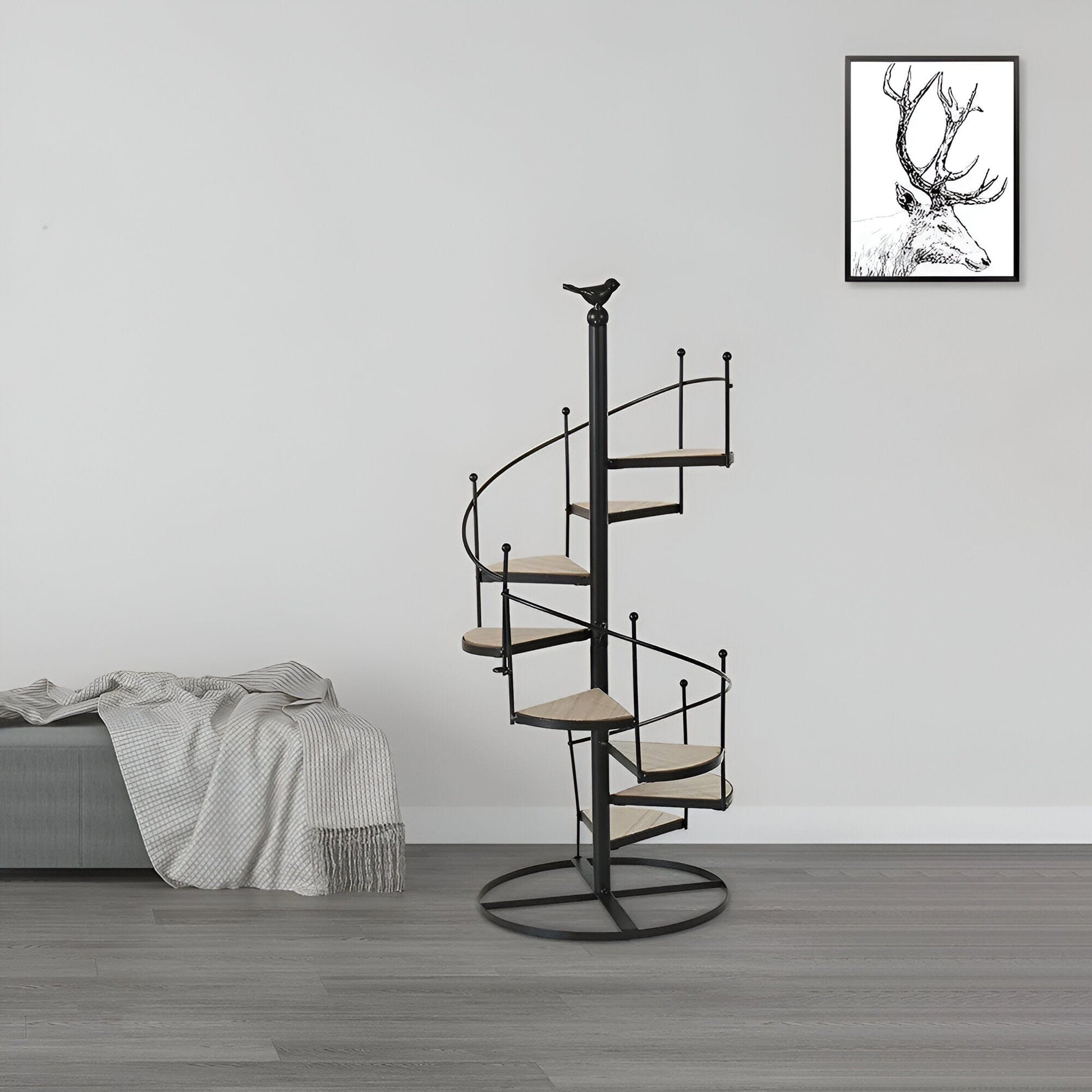 Spiral staircase iron plant stand