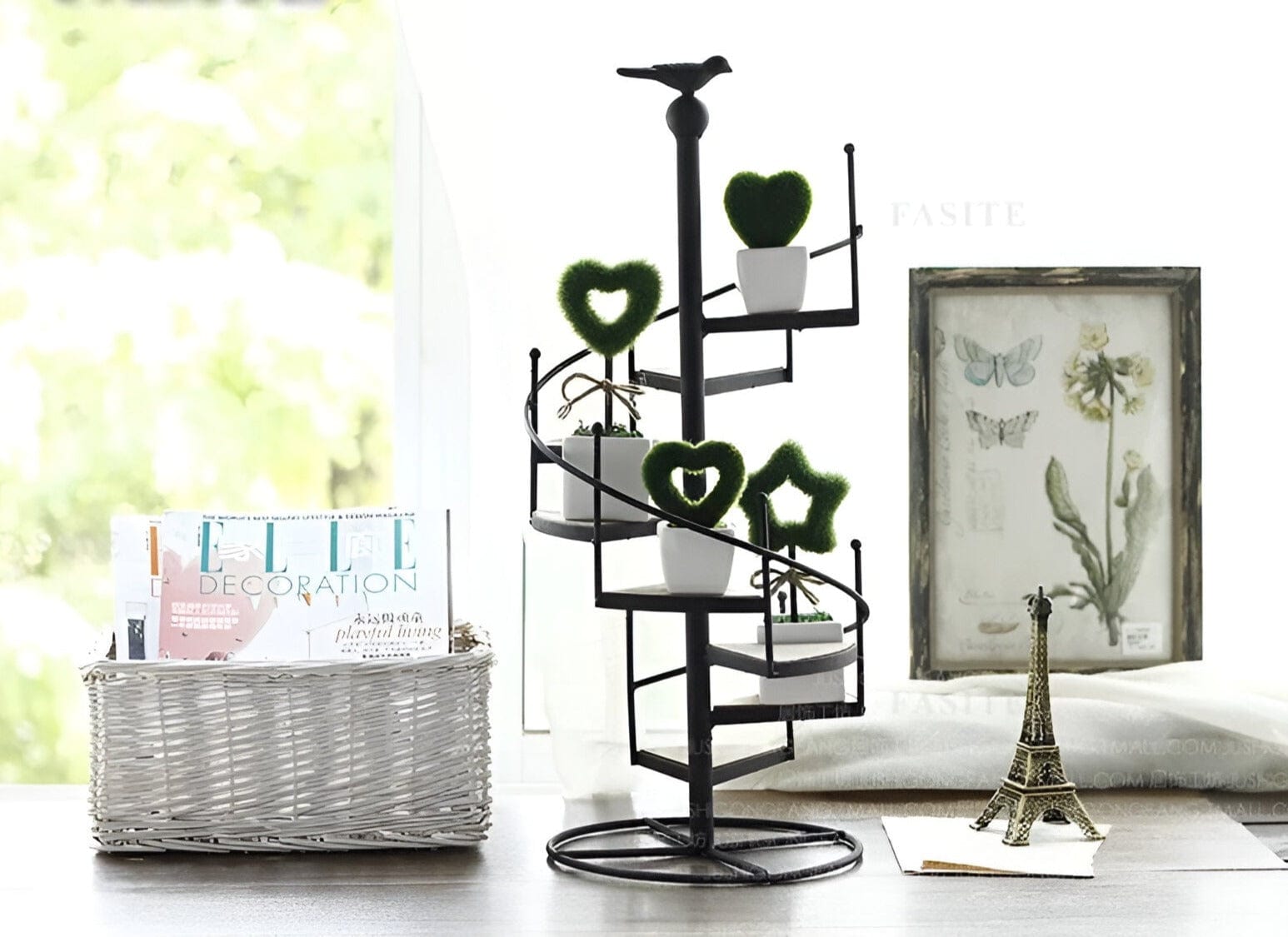 Spiral staircase iron plant stand