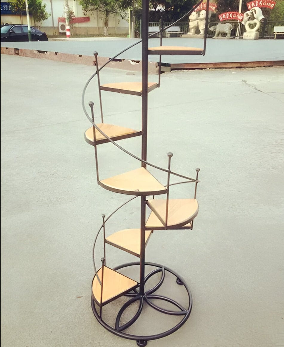 Spiral staircase iron plant stand