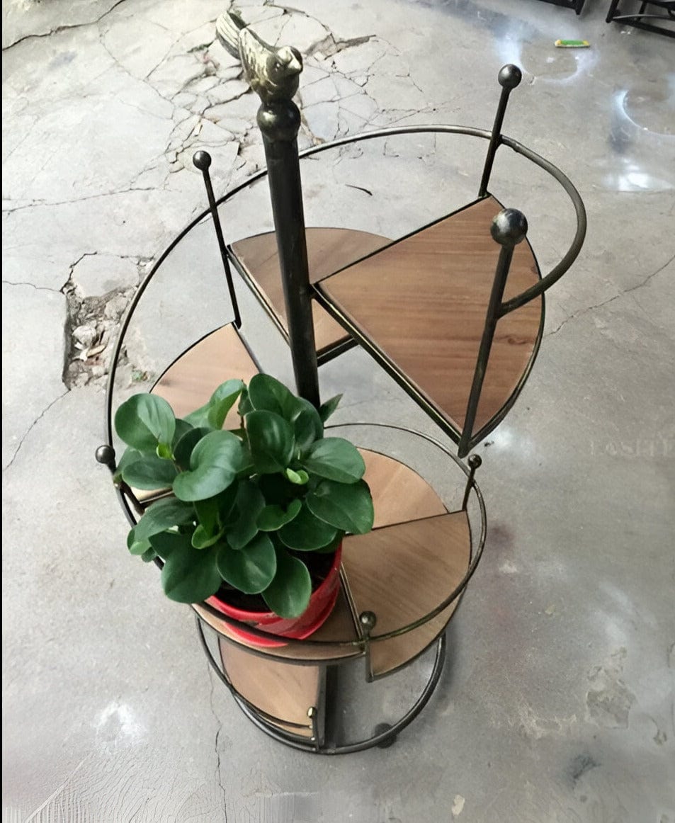 Spiral staircase iron plant stand