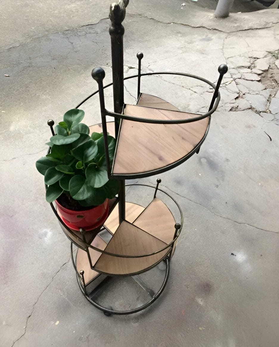 Spiral staircase iron plant stand