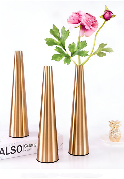 Gold Metal Cone Vase