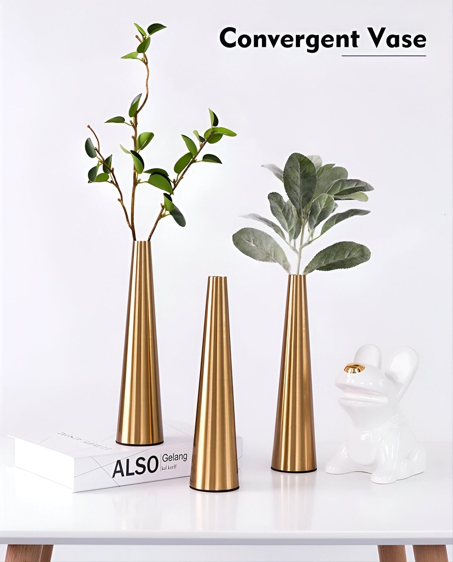 Gold Metal Cone Vase