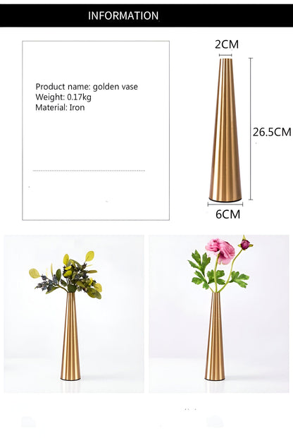 Gold Metal Cone Vase