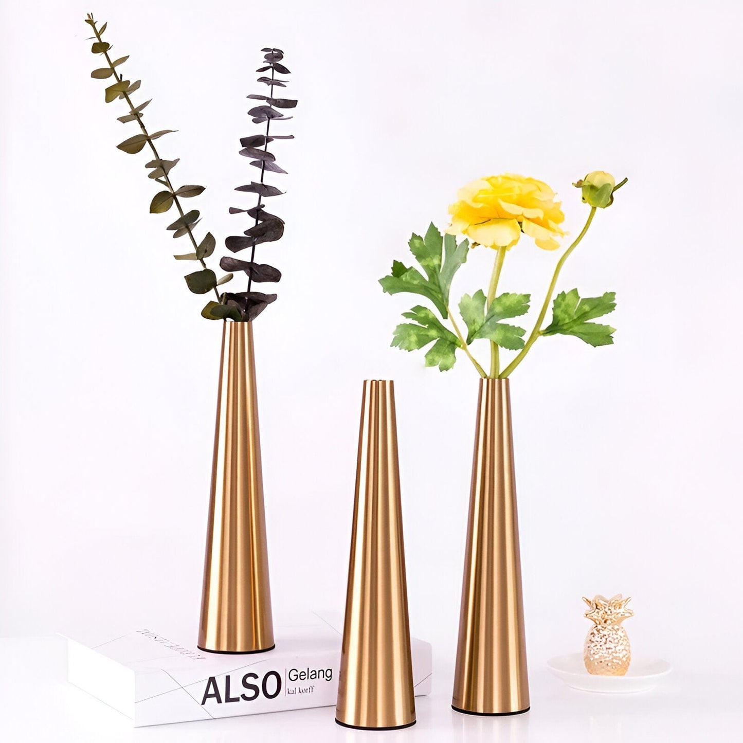 Gold Metal Cone Vase