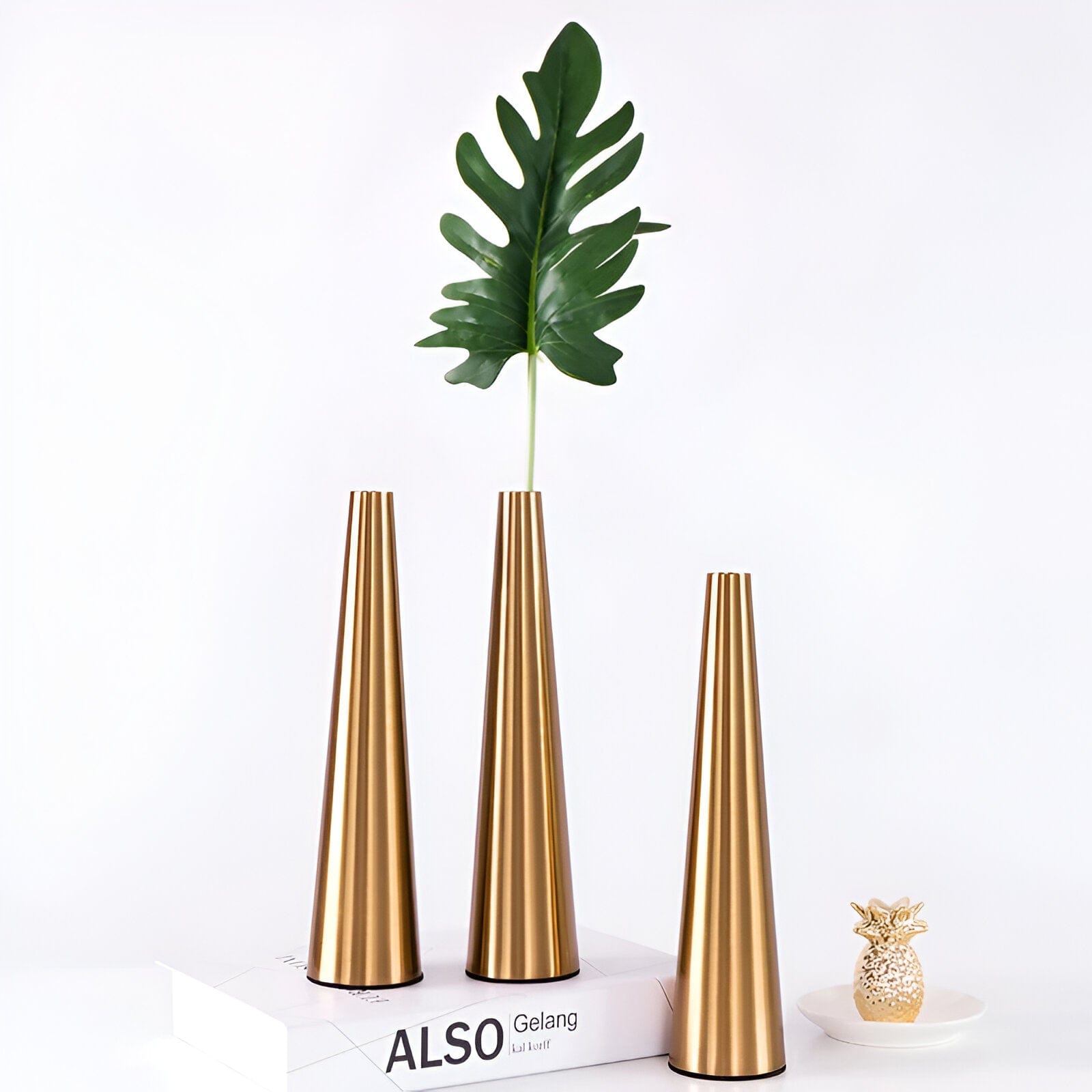 Gold Metal Cone Vase