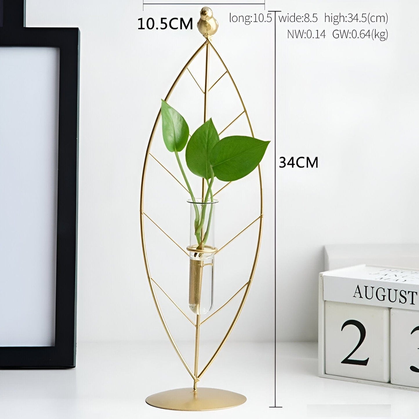 Gold Flora Metal and Glass Test Tube Propagation Vase