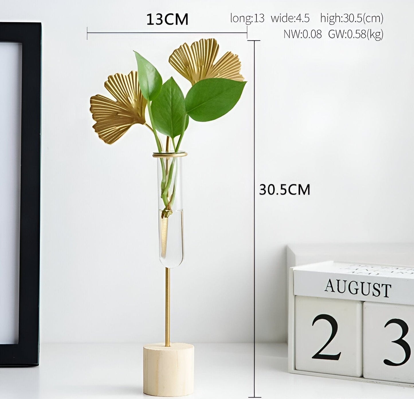 Gold Flora Metal and Glass Test Tube Propagation Vase