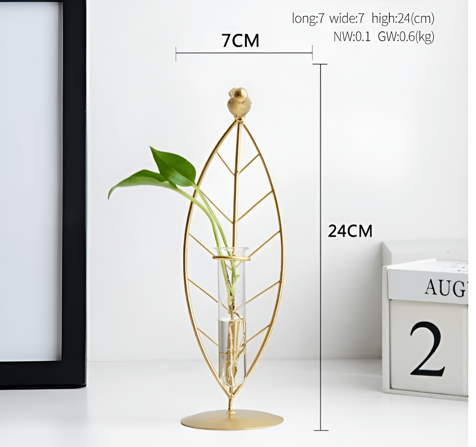 Gold Flora Metal and Glass Test Tube Propagation Vase