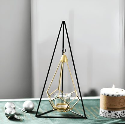 Geometric Iron Hanging Lantern Candle Holder or Vase.