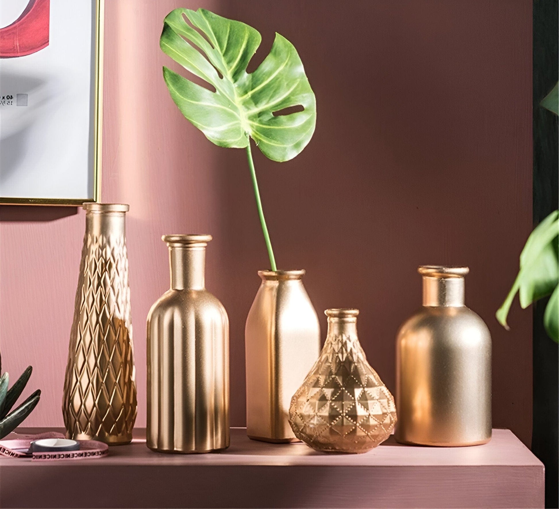 Elegant Gold Tabletop Vases