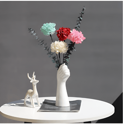 White Ceramic Hand Flower Vase