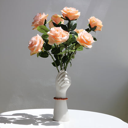 White Ceramic Hand Flower Vase