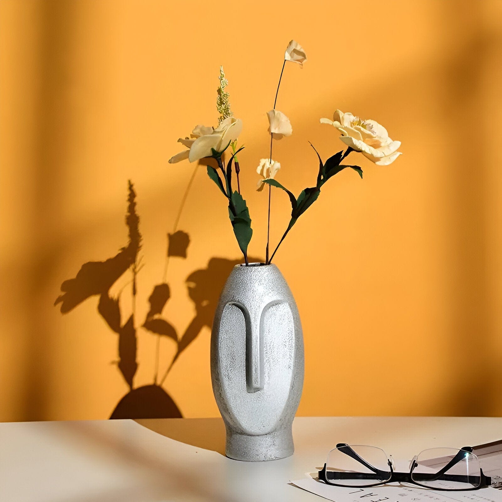 Abstract Long Face Ceramic Vase