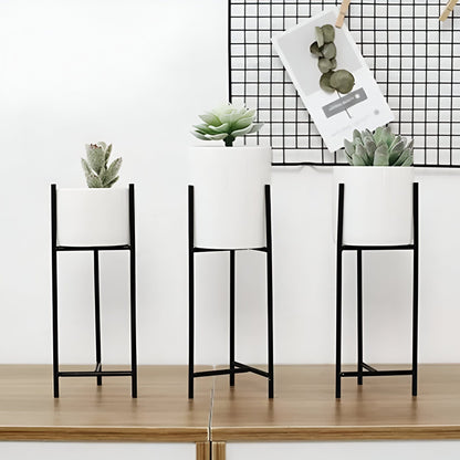 Ceramic Planter with Iron Stand