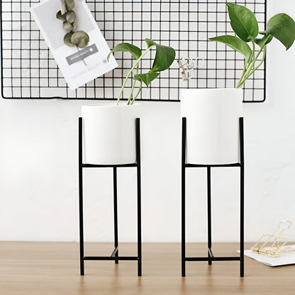 Ceramic Planter with Iron Stand