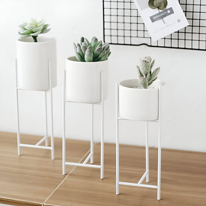 Ceramic Planter with Iron Stand