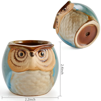 6-Piece Mini Owl Ceramic Succulent Planter Pots