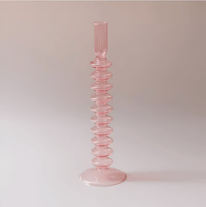  Pink Glass Taper Candle Holder & Vase Collection