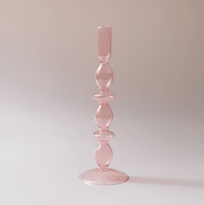  Pink Glass Taper Candle Holder & Vase Collection