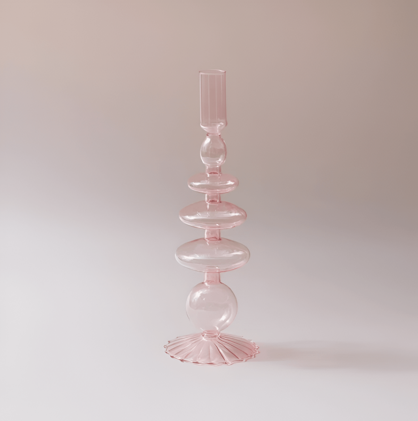  Pink Glass Taper Candle Holder & Vase Collection