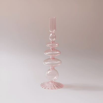  Pink Glass Taper Candle Holder & Vase Collection