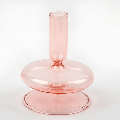  Pink Glass Taper Candle Holder & Vase Collection