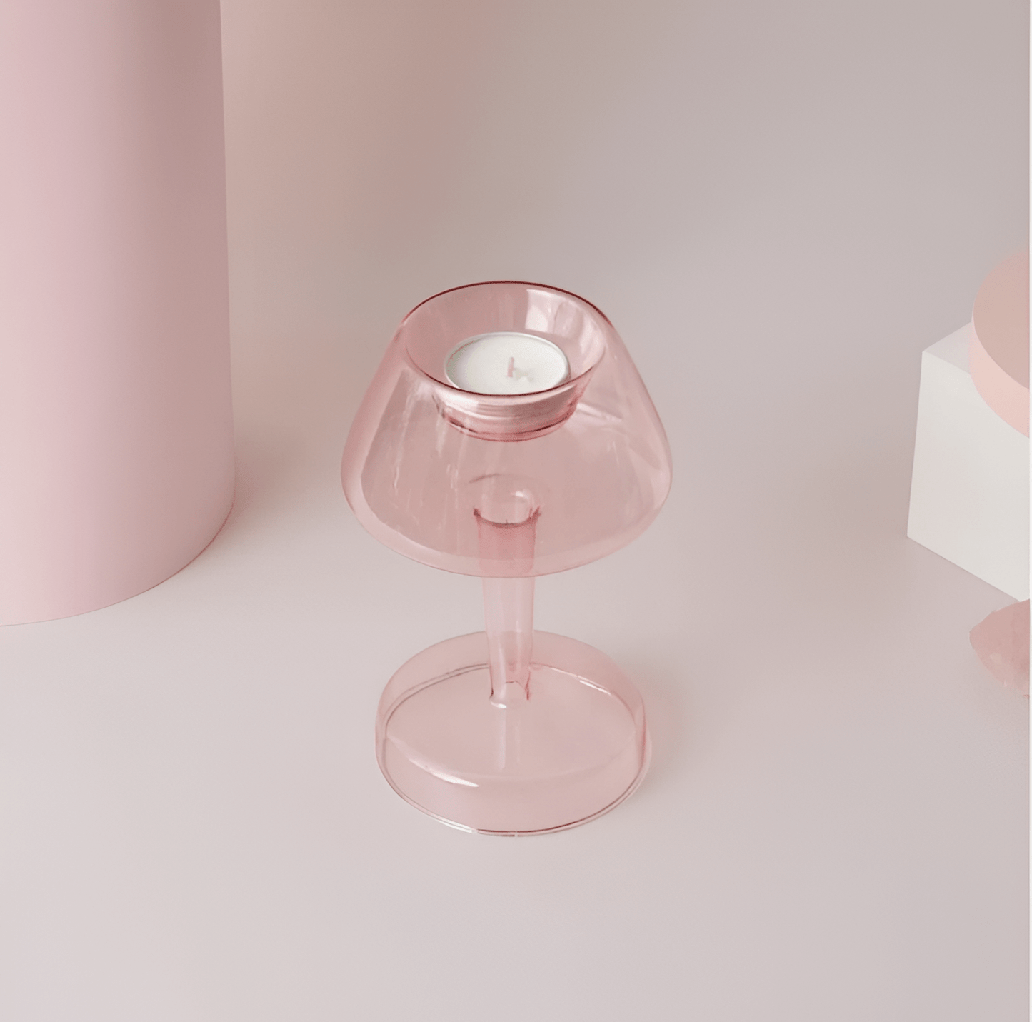  Pink Glass Taper Candle Holder & Vase Collection