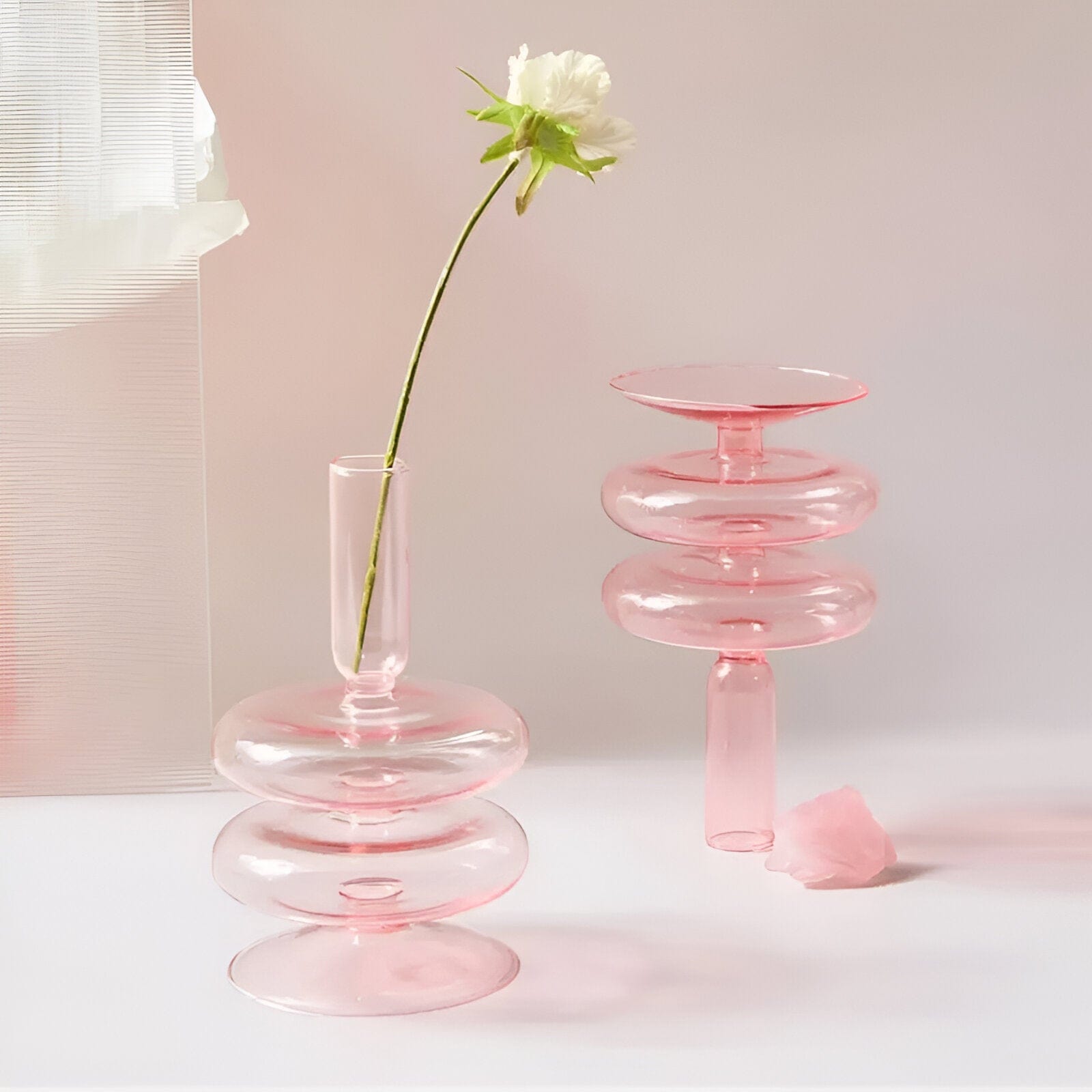  Pink Glass Taper Candle Holder & Vase Collection