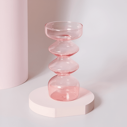  Pink Glass Taper Candle Holder & Vase Collection