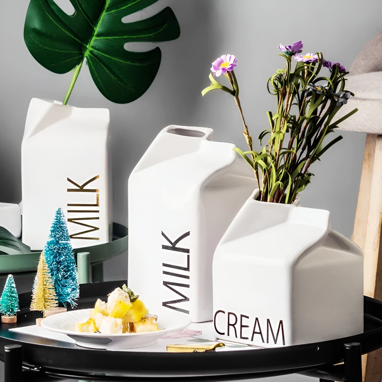 Cream Milk Vases