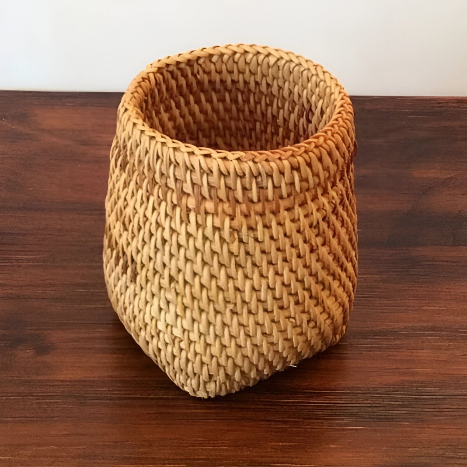 Hand-Woven Wicker Storage Container Basket