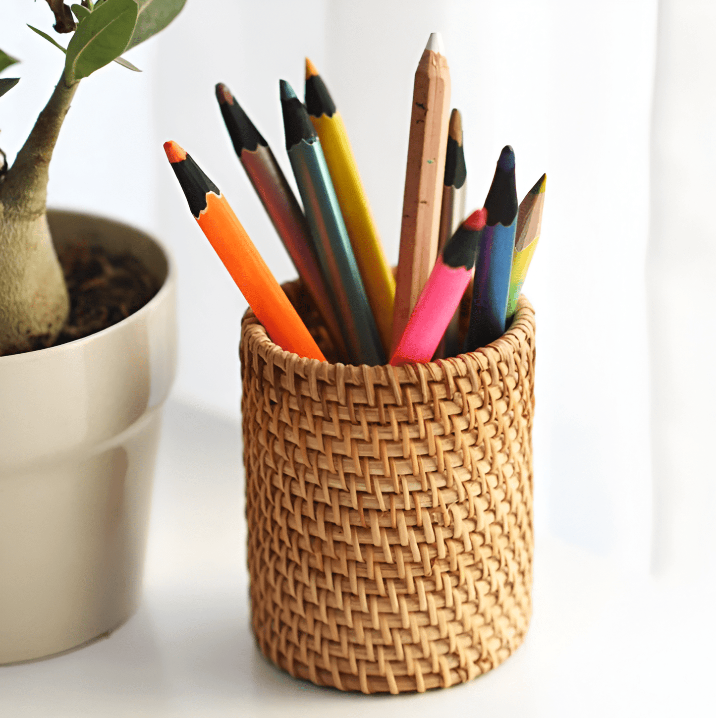 Hand-Woven Wicker Storage Container Basket