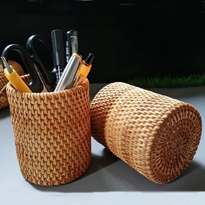 Hand-Woven Wicker Storage Container Basket