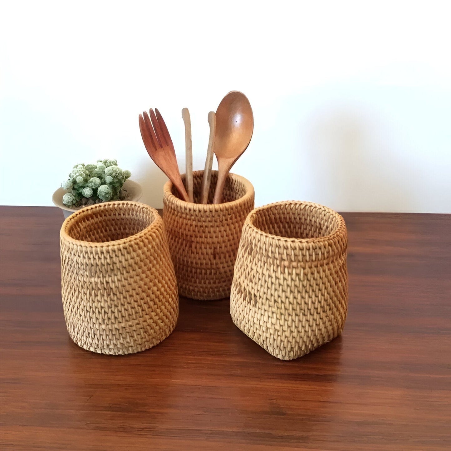 Hand-Woven Wicker Storage Container Basket