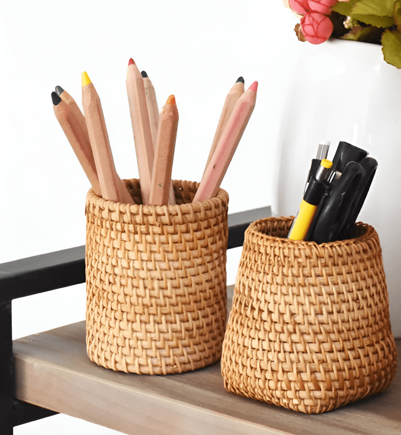 Hand-Woven Wicker Storage Container Basket