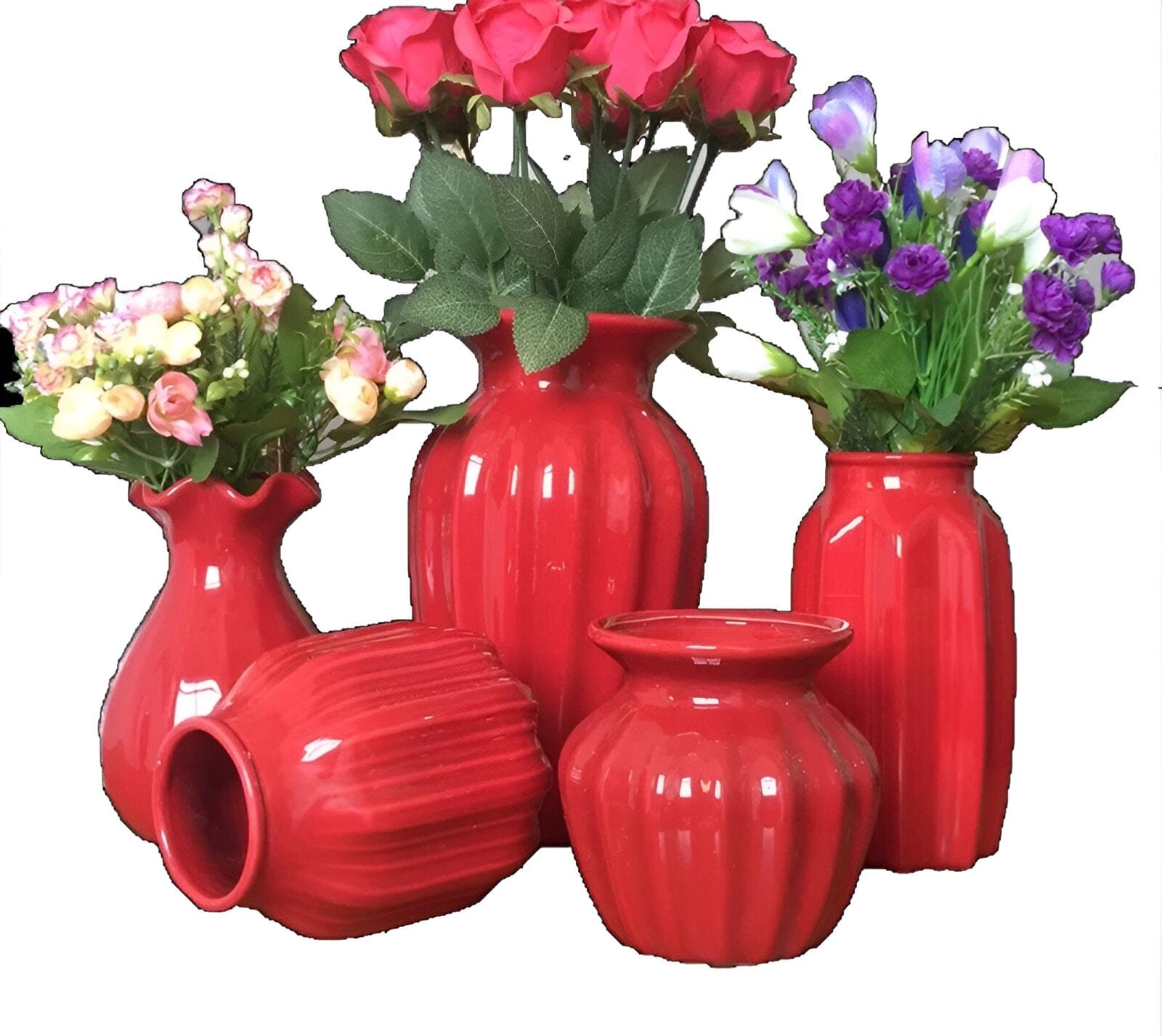 Eye Catching Curved Red Vases