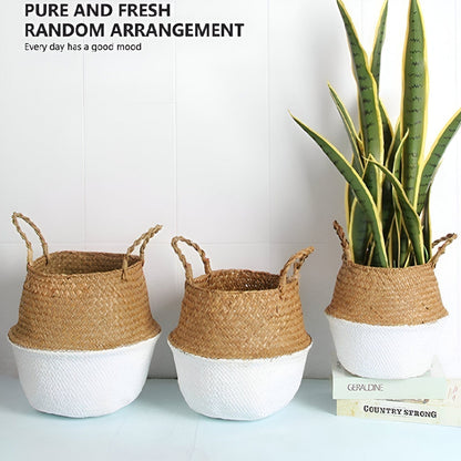 Handmade Rattan Planter or Storage Basket with Handles