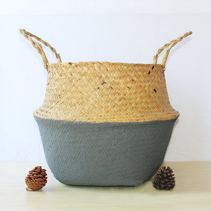 Handmade Rattan Planter or Storage Basket with Handles