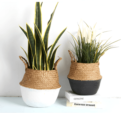 Handmade Rattan Planter or Storage Basket with Handles