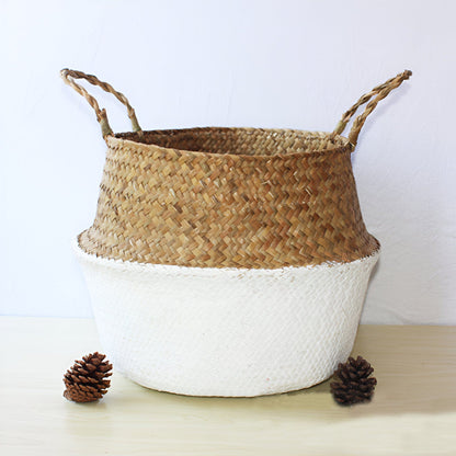 Handmade Rattan Planter or Storage Basket with Handles