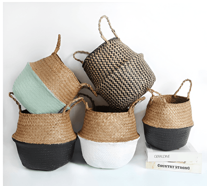 Handmade Rattan Planter or Storage Basket with Handles