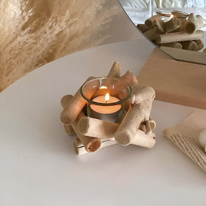 Handmade Coastal Wood Tealight Candle Holder