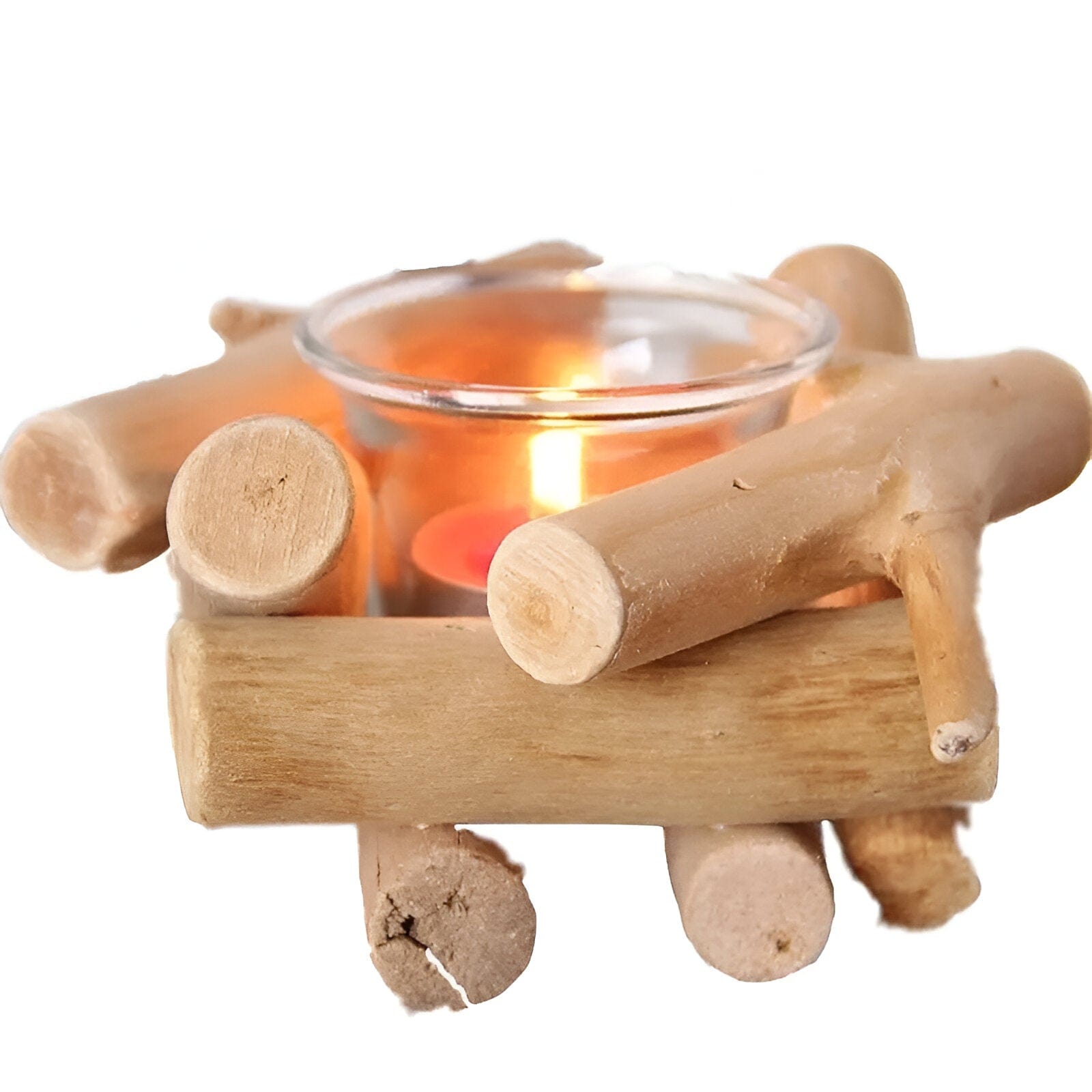 Handmade Coastal Wood Tealight Candle Holder