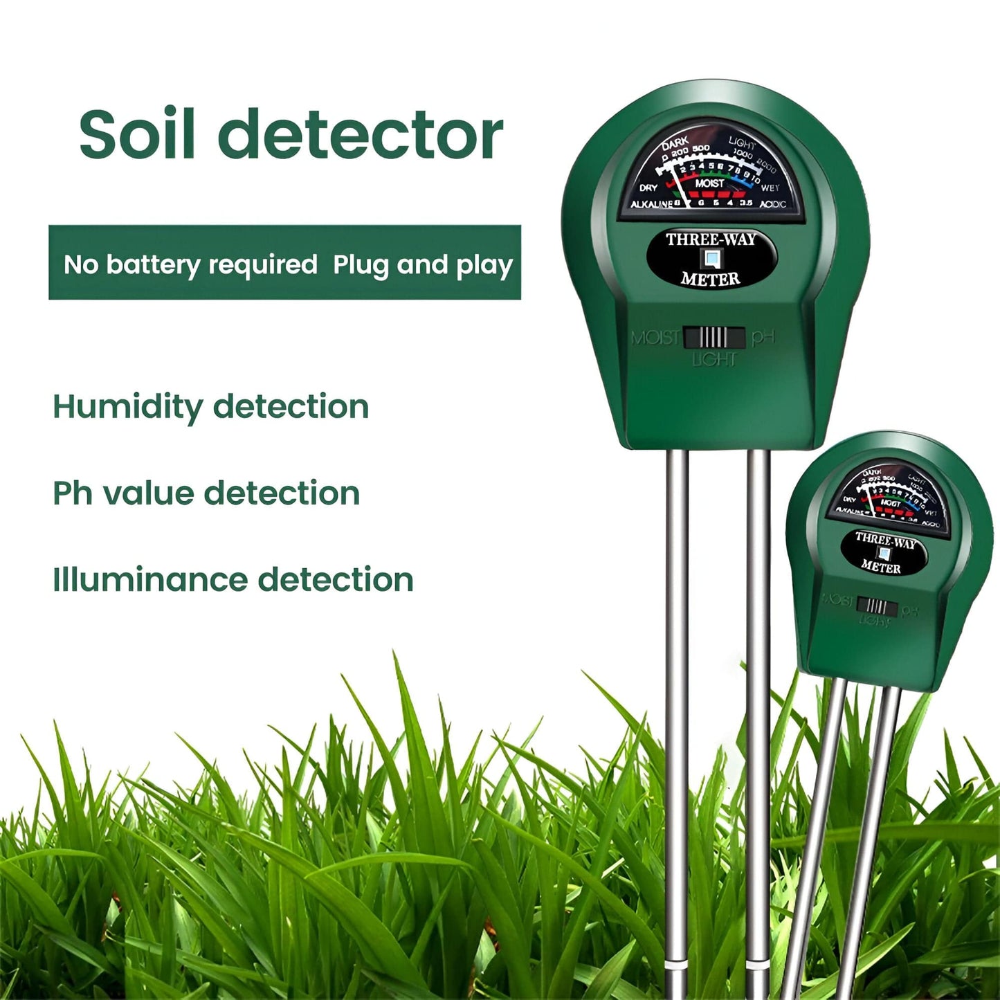 Battery Free Soil Moisture, Light and pH Meter