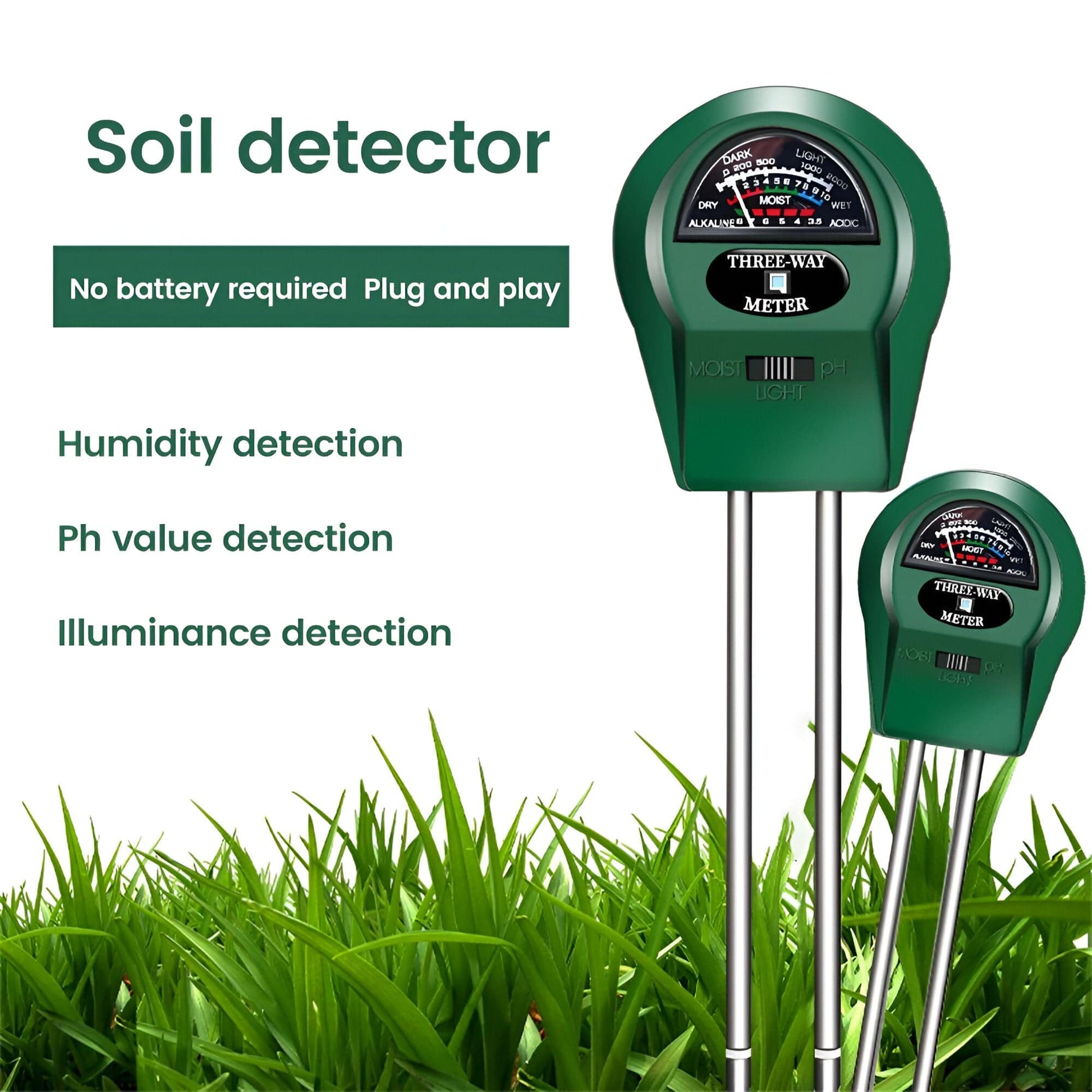 Battery Free Soil Moisture, Light and pH Meter