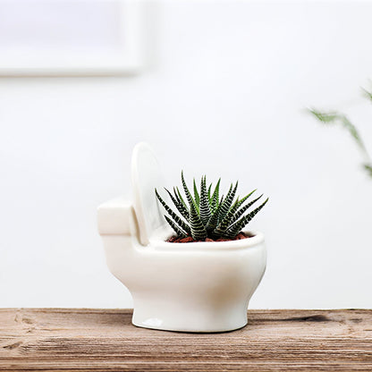  Handmade Ceramic Toilet Succulent Planter