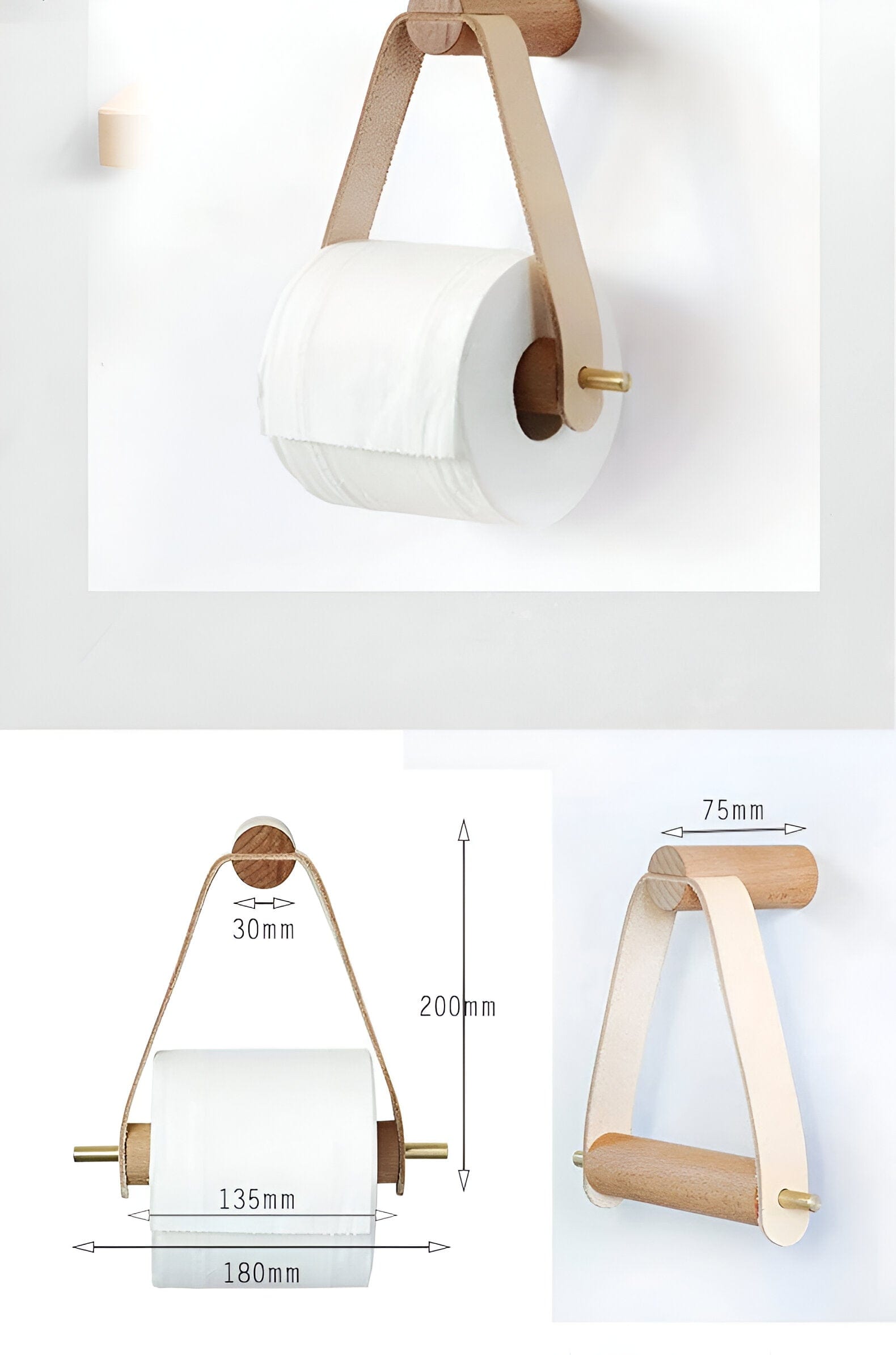 Leatherette and Oak Toilet Paper Holder